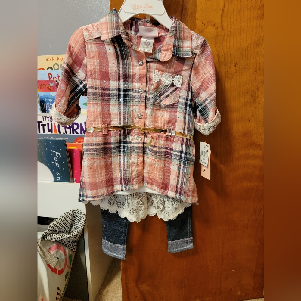 Plaid little girl outfit
